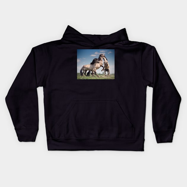 Dancing Horses Kids Hoodie by hton